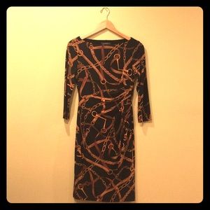 Ralph Lauren Signature Chains Pattern Black Dress